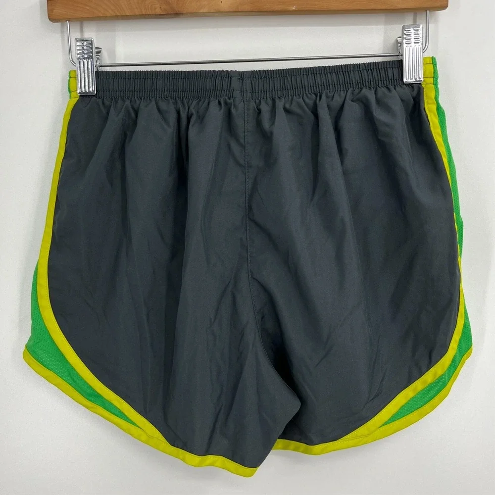 Nike Dri-FIT Tempo Running Shorts Womens Small Grey Green Yellow Athletic Gym